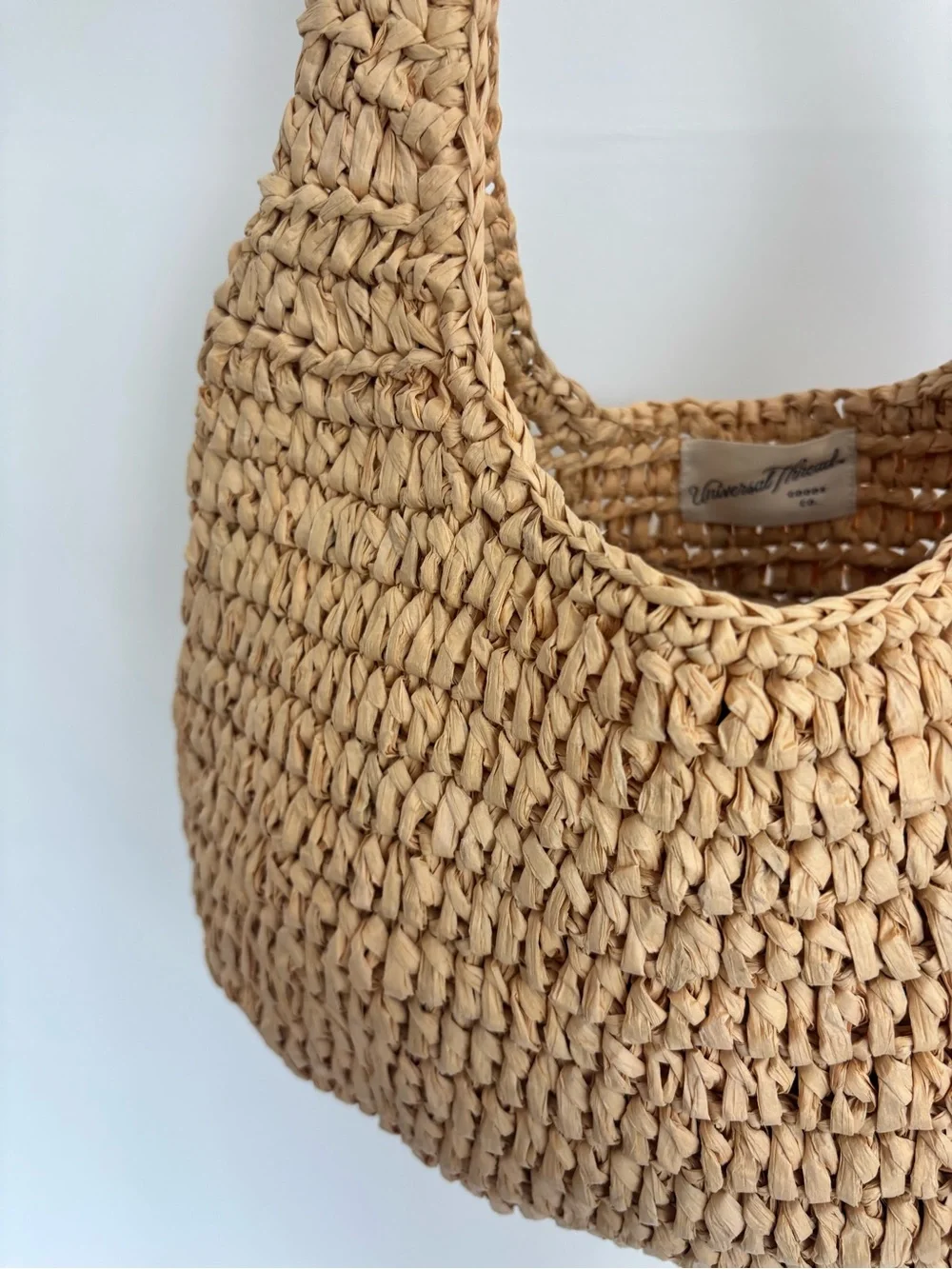 LOFT Handwoven Raffia Shoulder Bag in Natural Tan